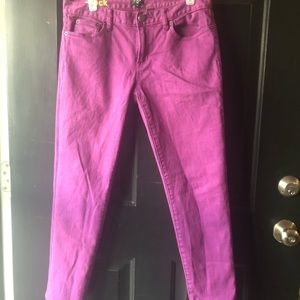 Purple J Crew Toothpick Jeans Size 30”